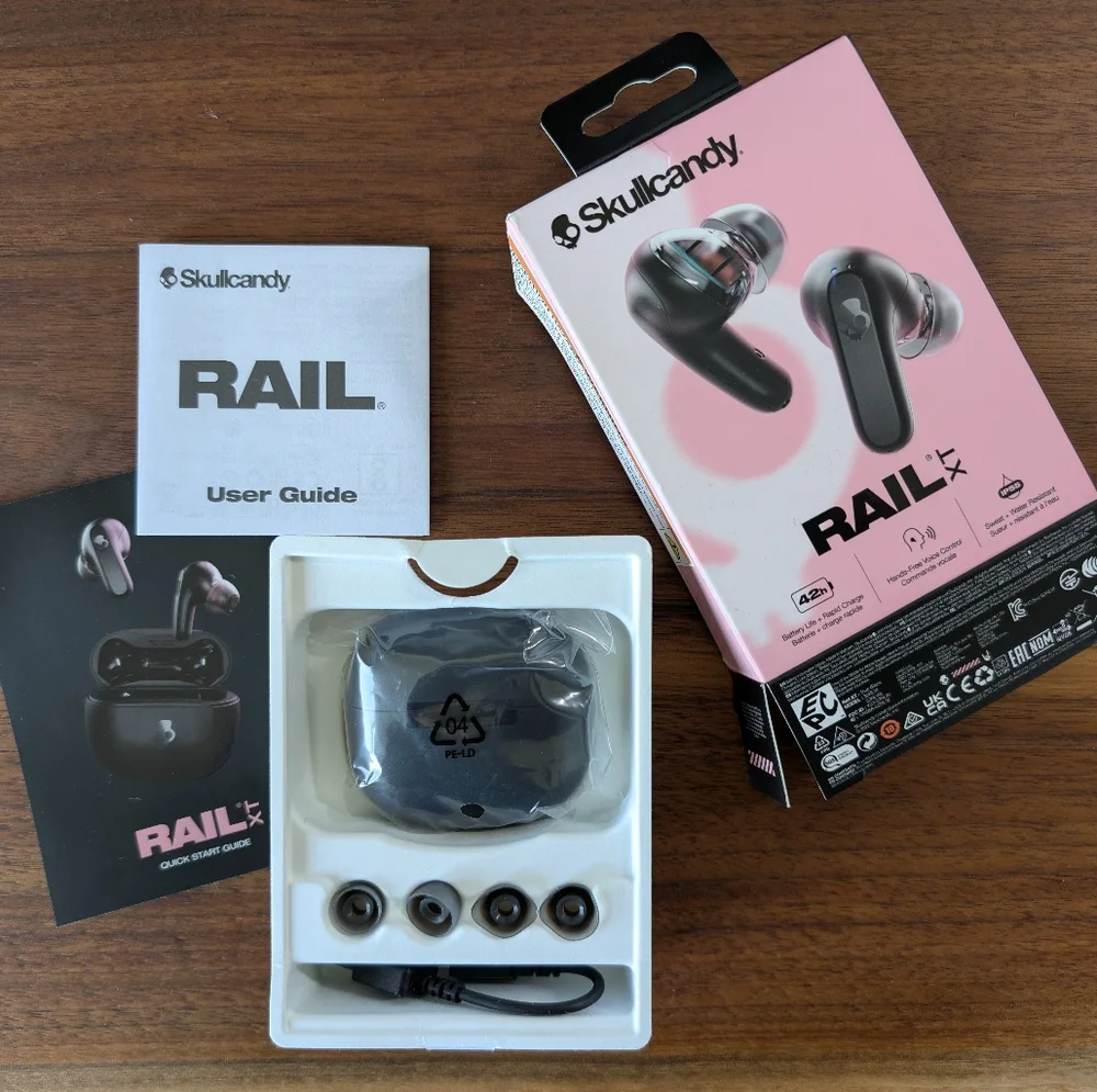 Skullcandy Rail XT Wireless Earbuds - Black and Pink